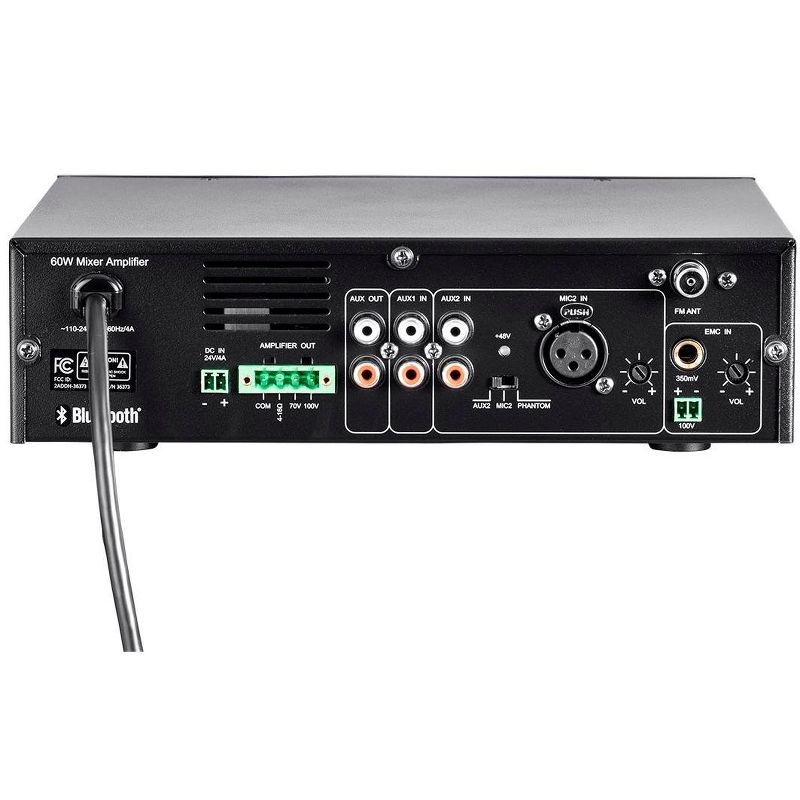 Monoprice Commercial Audio 60W 3ch 100/70V Mixer Amp with Built-in MP3 Player, FM Tuner, And Bluetooth Connection, 4 of 6