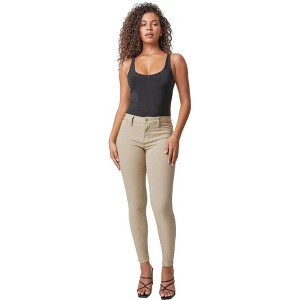 YMI Women's Hyper Stretch Mid-Rise 5 Pocket Slim Fit Skinny Jeans - 1 of 4