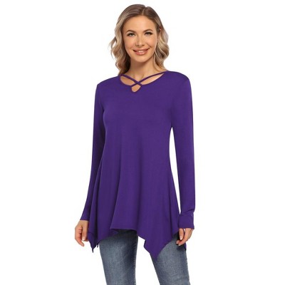Women's Long Swing Tunic Blouses Long Sleeve Tshirts Casual Flowy Dressy Tops for Leggings Blouse
