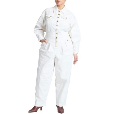 ELOQUII Women's Plus Size Gold Hardware Denim Jumpsuit