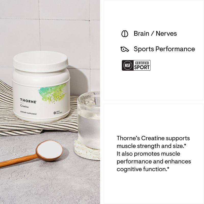 Thorne Creatine - Creatine Monohydrate, Amino Acid Powder - Support Muscles, Cellular Energy and Cognitive Function - NSF Certified - 90 Servings, 4 of 7