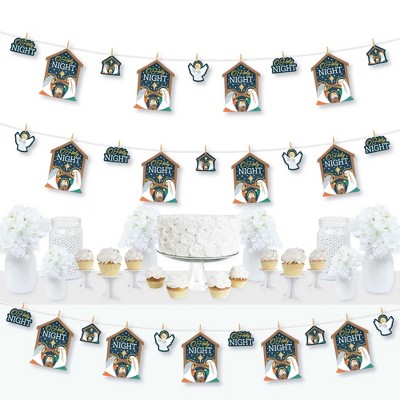 Big Dot of Happiness Holy Nativity - Manger Scene Religious Christmas DIY Decorations - Clothespin Garland Banner - 44 Pc