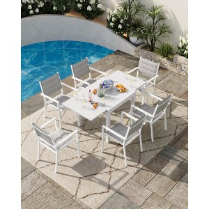 31.5"-63" Extendable Patio Dining Table - Outdoor Alloy SteelTable for 4-6 People, Deep Gray All-Weather Design for Backyard/Deck/Garden - 1 of 4