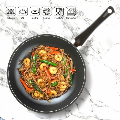 Blooming Flower 12" Nonstick Aluminum Wok with Stainless Steel Base
