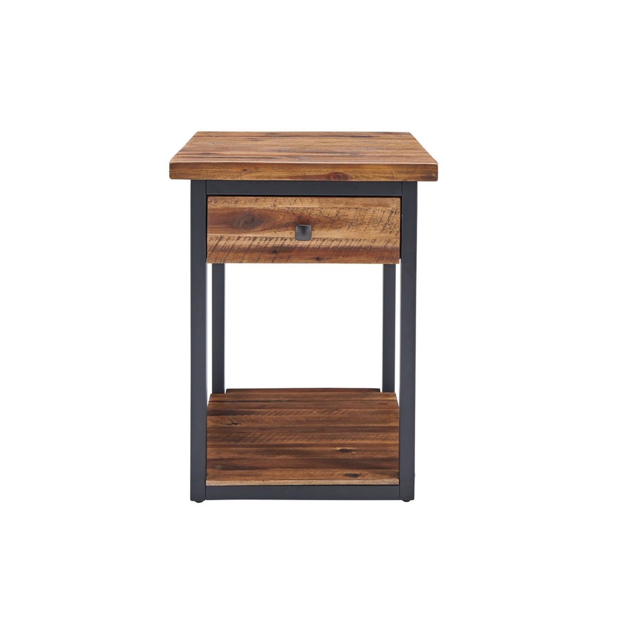 Claremont Rustic Wood End Table with Drawer and Low Shelf Dark Brown - Alaterre Furniture - thumbnail 10