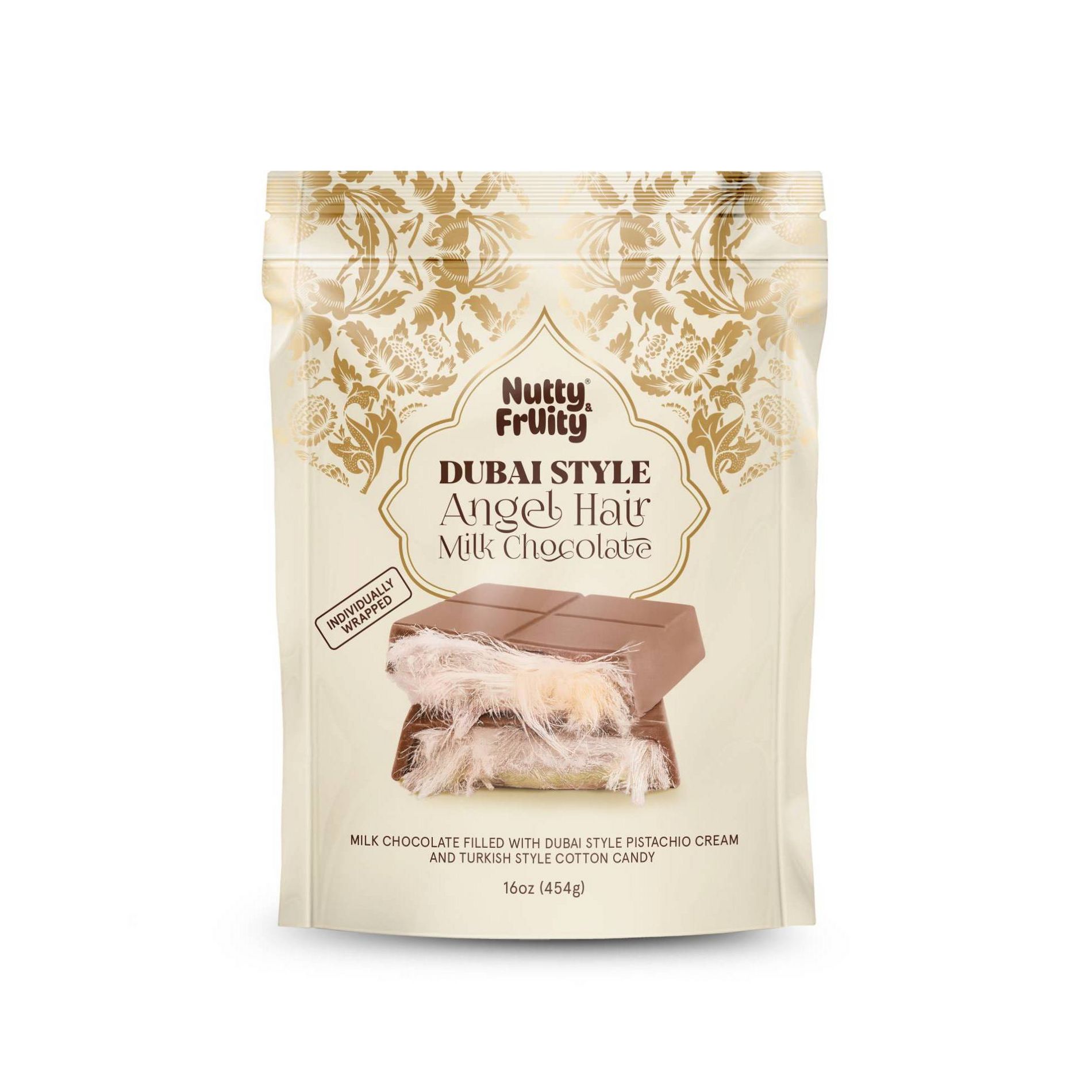 Nutty and Fruity Dubai Angel Hair Milk Chocolate Bar - 16oz/15ct