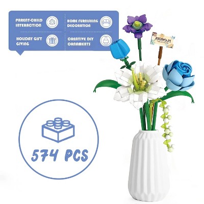 488 Pcs DIY Artificial Flower Building Block Set for Home Decor,for Valentine's and Mother's Day gifts