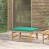 vidaXL Durable Bamboo Patio Footstool with Comfortable Green Cushion, Easy to Assemble, Flexible Modular Design - Perfect for Outdoor Lounge Settings - 2 of 4