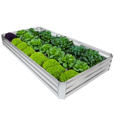 Sunnydaze 4' x 8' Silver Galvanized Steel Raised Garden Bed