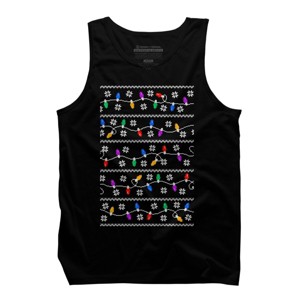 Men's Design By Humans Christmas Garland Lights Retro Pixel Pattern By R4Design Tank Top - 1 of 4