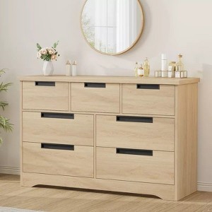 7-Drawer Dresser for Bedroom, Modern Wooden Chest of Drawers with Metal Handles, Anti-Tipping Design, Sturdy and Stable for Home Office - 1 of 4