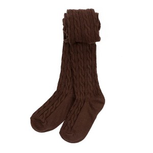 Leveret Girls Neutral Solid Color Cable Knit Tights - 1 of 1