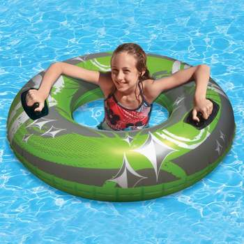 Swim Central 50" Inflatable 1-Person Swimming Pool Hurricane Sport Inner Tube - Green/Gray
