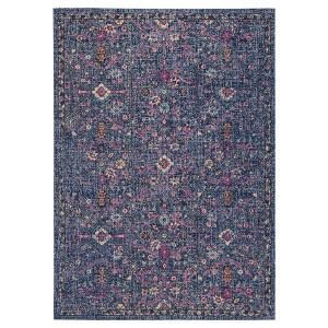 Navy/Anthracite Floral Loomed Accent Rug 4