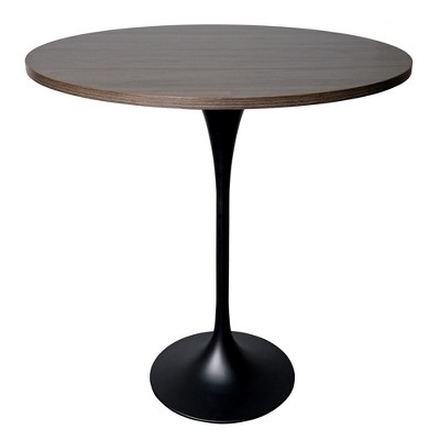 LeisureMod 48" Round Bar Height Dining Table with MDF Top and Black Stainless Steel Pedestal Base Verve Collection