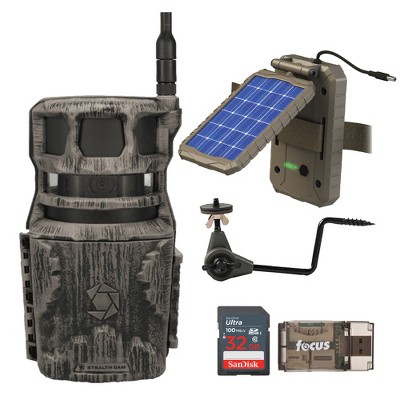 Stealth Cam Revolver 40MP Pro 360 Degree Cellular Trail Camera with Solar Battery Camera Holder 32GB Memory Cards and Card Reader