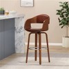 SKRAN 30.25" Upholstered Swivel Barstool, Faux Leather Metal Counter Height Bar Stools for Kitchen, Home and patio, Brown(18.5"D×19.5"W×41.75"H) - 2 of 4