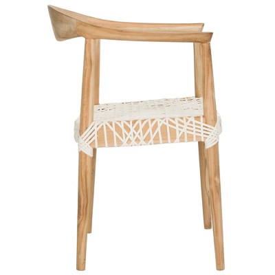 Fes Arm Chair White/Teak - Safavieh , Brown Beige