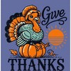 Give Thanks Turkey Sitting On Pumpkin Men's Crew Neck Short Sleeve Tee - 2 of 3