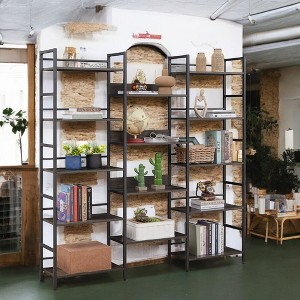 Alilang 69.30 Inch Industrial 3-Piece Bookshelf Set with Open Shelves and Metal Frame - DARK GREY - 1 of 4