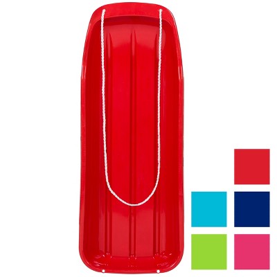 Best Choice Products 48in Kids Outdoor Plastic Sport Toboggan Winter Snow Sled Board Toy w/ Pull Rope - Red