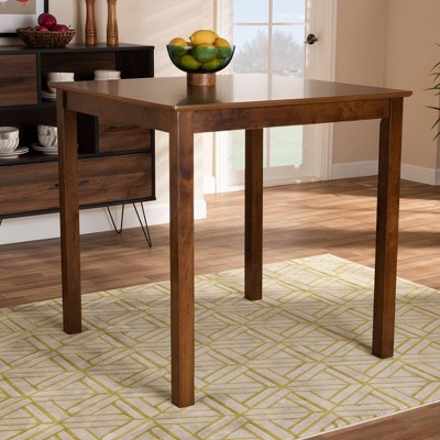Lenoir Contemporary Walnut Wood Square Counter Height Pub Table