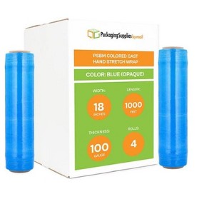 PSBM 4 Rolls 18" x 1000' Cast Packing Stretch Film Shrink Hand Wrap (100 Ga) Dark Blue - 1 of 4
