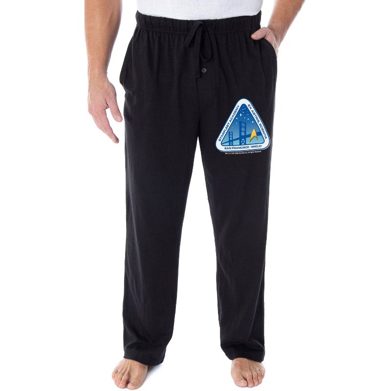 Star Trek Men's Starfleet Academy Ex Astris, Scientia Logo Pajama Pants Black, 1 of 4