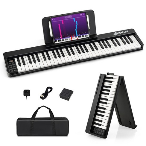 Costway 61 Key Full Size Folding Toy Piano Semi-weighted Keyboard