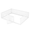CAVINAS Twin Size Bed Frame, Wood Daybed Frame with Fence and Door, Floor Bed for Kids, Teens, Girls, Boys, Floor Platform Bed - 3 of 4