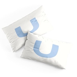 Deny Designs King April Lane Art Block Blue Monogram U Microfiber Printed Pillow Sham - 1 of 3