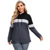 WhizMax Women Plus Size Striped Color Block hoodie Drawstring Long Sleeve Hooded Pullover Sweatshirt - 2 of 4