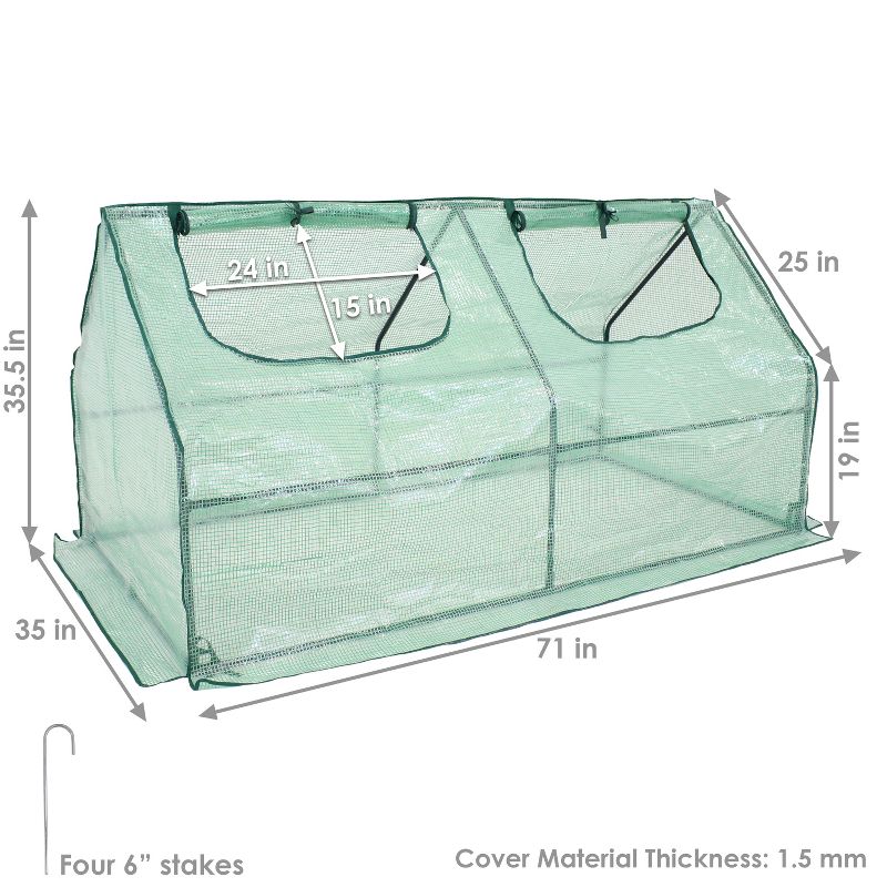 Sunnydaze Outdoor Portable Plant Shelter Mini Greenhouse with Double Zipper Doors and Cover - Green, 4 of 13