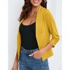Women's 3/4 Sleeve Blazer Casual Open Front Cardigan Shrugs Ruched Sleeve Office Cropped Blazer Jacket - 3 of 4