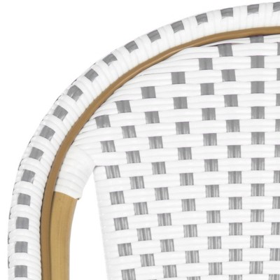 Transitional Brown and White PE Wicker Bistro Side Chair, Set of 2