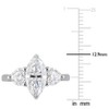 EVERLY JEWELRY | Sterling Silver 2 1/2 CT DEW Created Moissanite-White 3-Stone Ring - 3 of 4