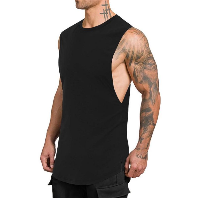3 Pack Mens Muscle Tank Tops Quick Dry Sleeveless Cut Off Shirts Bodybuilding Gym Workout Shirt, 2 of 7