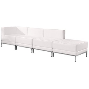 Flash Furniture HERCULES Imagination Series Melrose White LeatherSoft 4 Piece Chair & Ottoman Set - 1 of 3