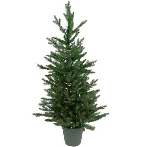 Northlight Real Touch™ Pre-Lit Medium Grande Spruce Artificial Potted Christmas Tree - 4' - Clear Lights - 1 of 4