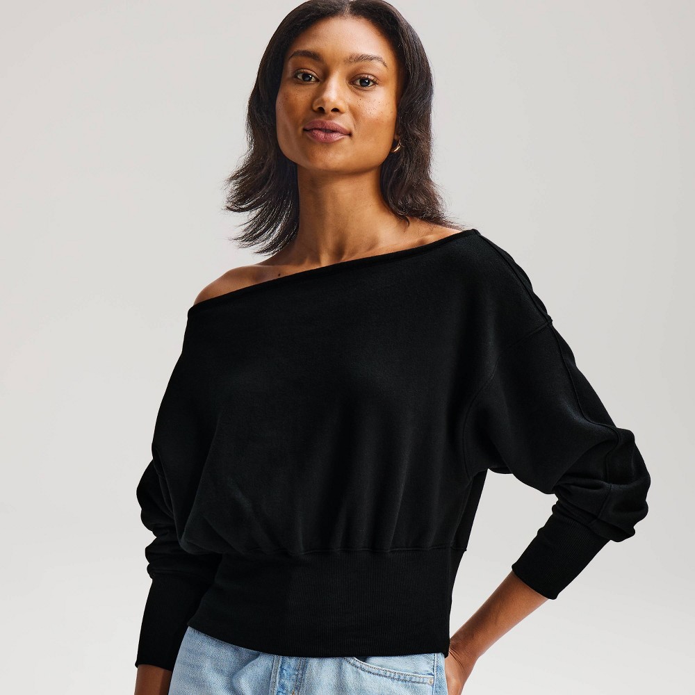 Women's Off the Shoulder Sweatshirt - Wild Fable™ Black S