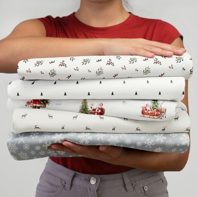 Christmas Holiday Soft Comfy 4 Piece Bed Sheet Set, Winter Prints - Becky Cameron