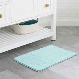 SEVOBAL Bath Rugs and Mats Thick Soft Absorbent Chenille Quick Dry Microfiber Mats Washable Shower Floor Rugs, Bathmat Runner, Blue, 17"*48"*0.59" - 1 of 4