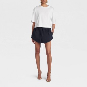 KBB by KAHLANA Women's 'The Drawstring Mini Skirt' - Navy Blue
