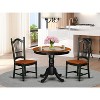 Kitchen Table Set 3pc Round Dinette Set Wood Chairs Black Cherry Finish - 2 of 4