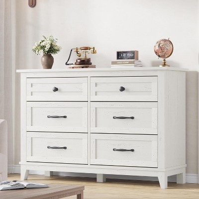 Acekool 6-Drawer Dresser, 47" Wide Storage Cabinet with Removable Legs & Anti-Tip Device, Modern Chest for Bedroom, Living Room