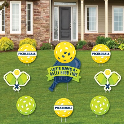 Big Dot of Happiness Let's Rally - Pickleball - Yard Sign and Outdoor Lawn Decorations - Birthday or Retirement Party Yard Signs - Set of 8