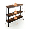 Costway 3-Tier Entryway Sofa Console Table Steel Frame for Hallway Living Room Brown - 4 of 4