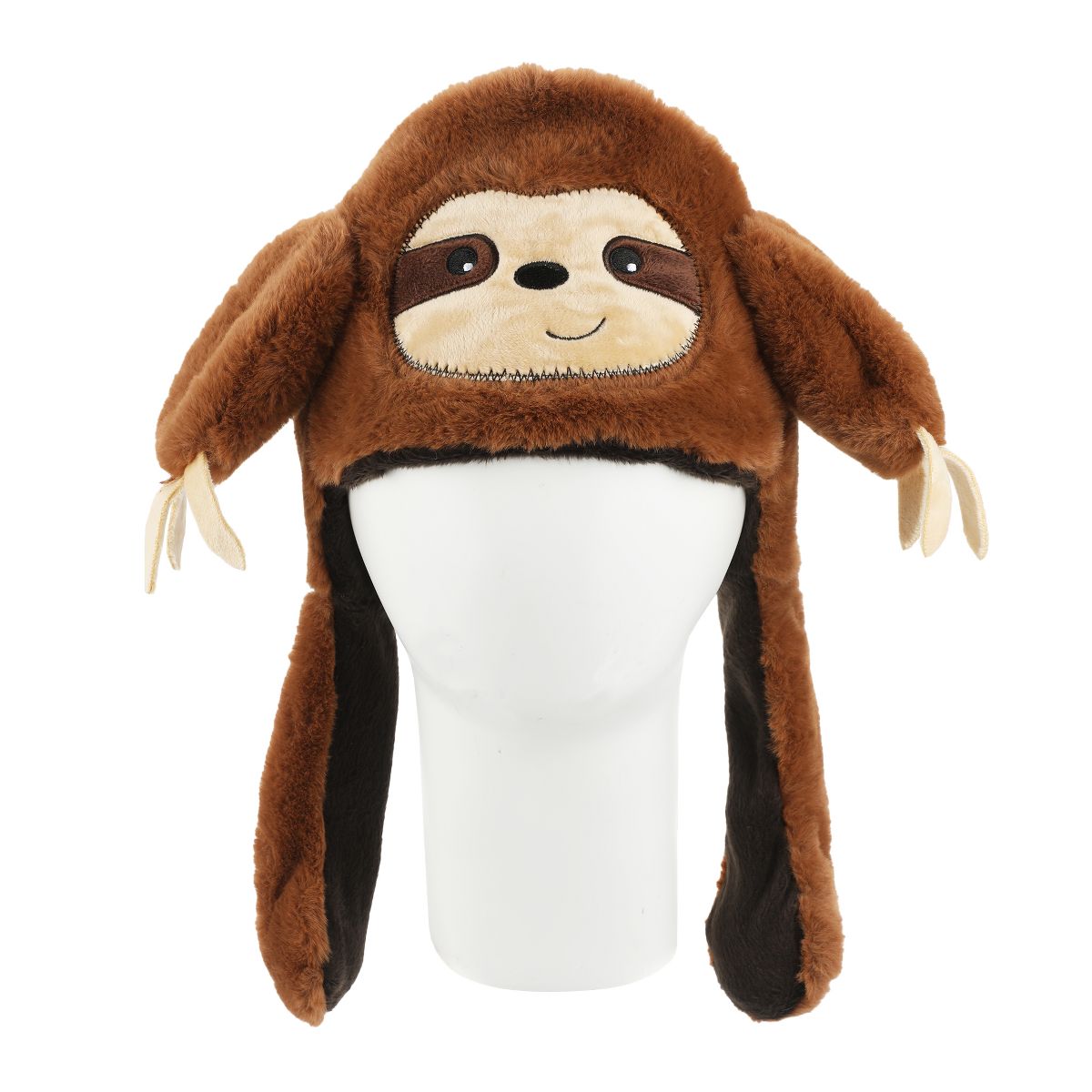 Sloth Face Youth Brown Hat With 3D Moveable Arms - thumbnail 2