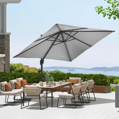 10ftx10ft Cantilever Patio Umbrella with Base,umbrella outdoor patio,360 Rotation outdoor umbrella with Stand for Deck,Pool,Backyard