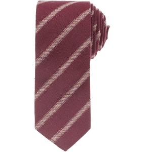 INSPIRE CHIC Men's Stripe Cotton Blend Hand-Knotted Skinny Neckties - 1 of 4